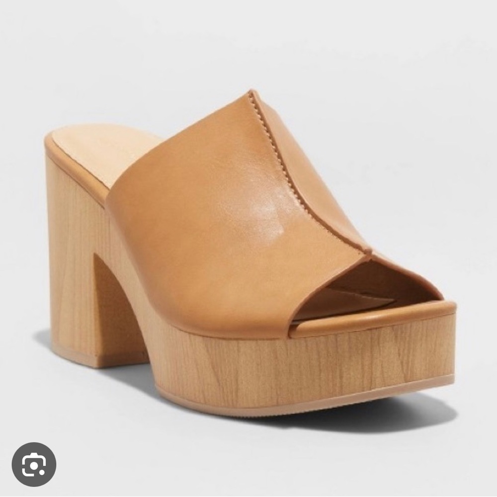 Universal Thread Peony Platform Mule Heels Cognac Size 8.5